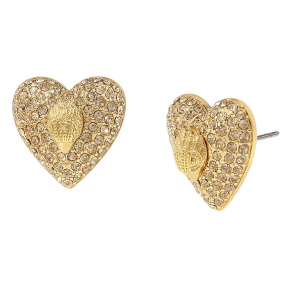 Kurt Geiger London Signature Eagle Pave Heart Stud Earrings - Picture 1 of 5